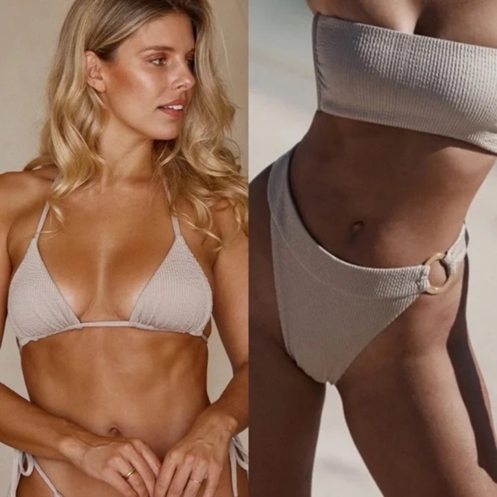 Monday Swimwear Oat Crinkle Bikini Set